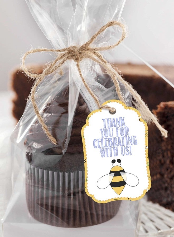 Inkdotpot بطاقات شكر لحفل استقبال المولود من إنكدوتبوت - بطاقات هدايا ورقية معلقة، بتصميم نحلة العسل، مجموعة حفلات استقبال المولود - عبوة من 50 بطاقة - Image 3